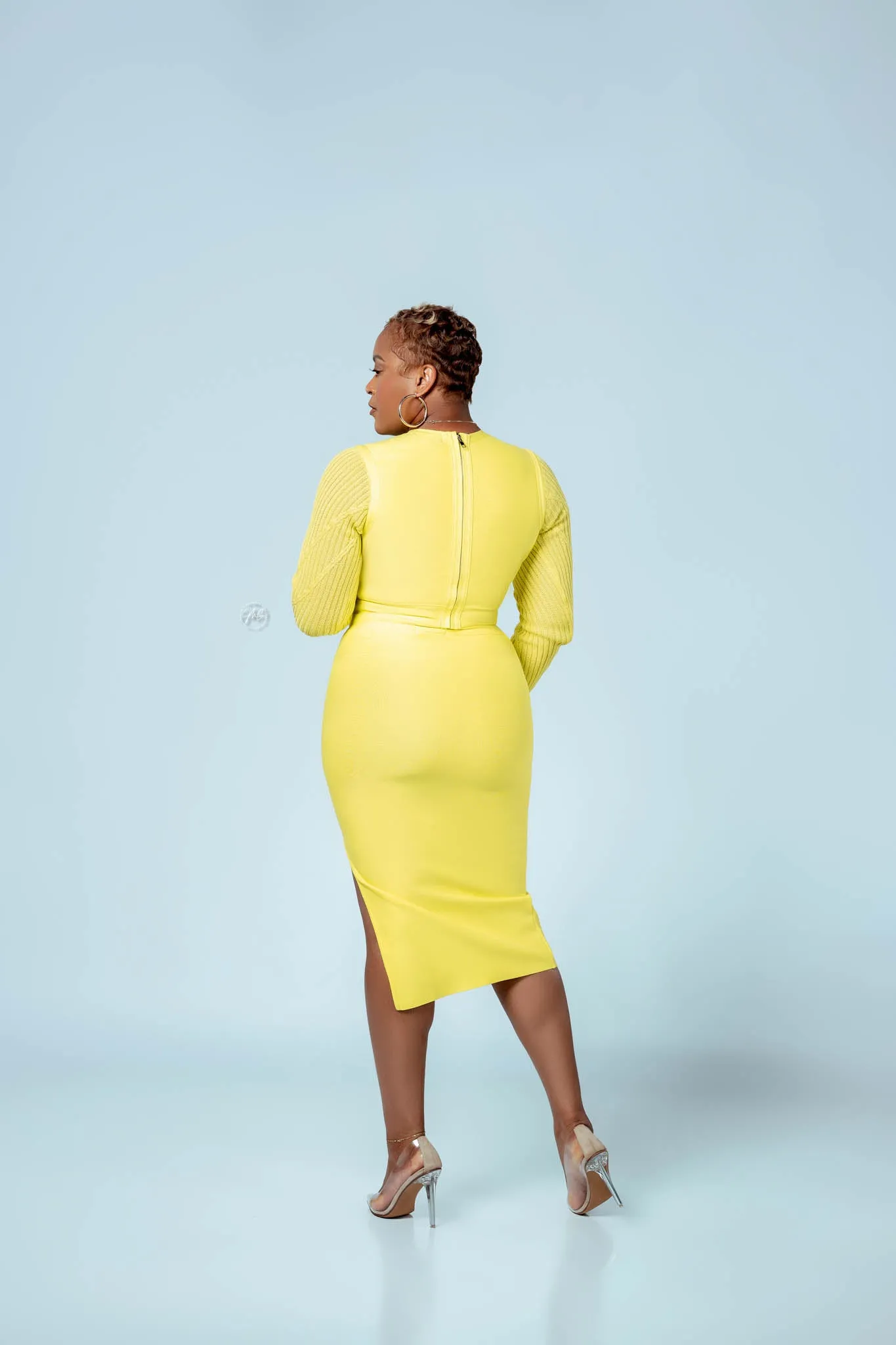 Yellow Bandage Skirt Set