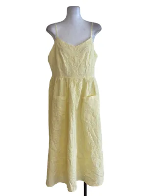 Yellow Textured Floral A Line Dress