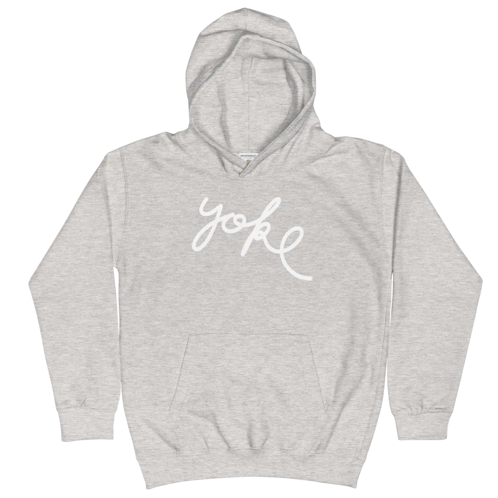 Yoke Script Kids Grey Hoodie