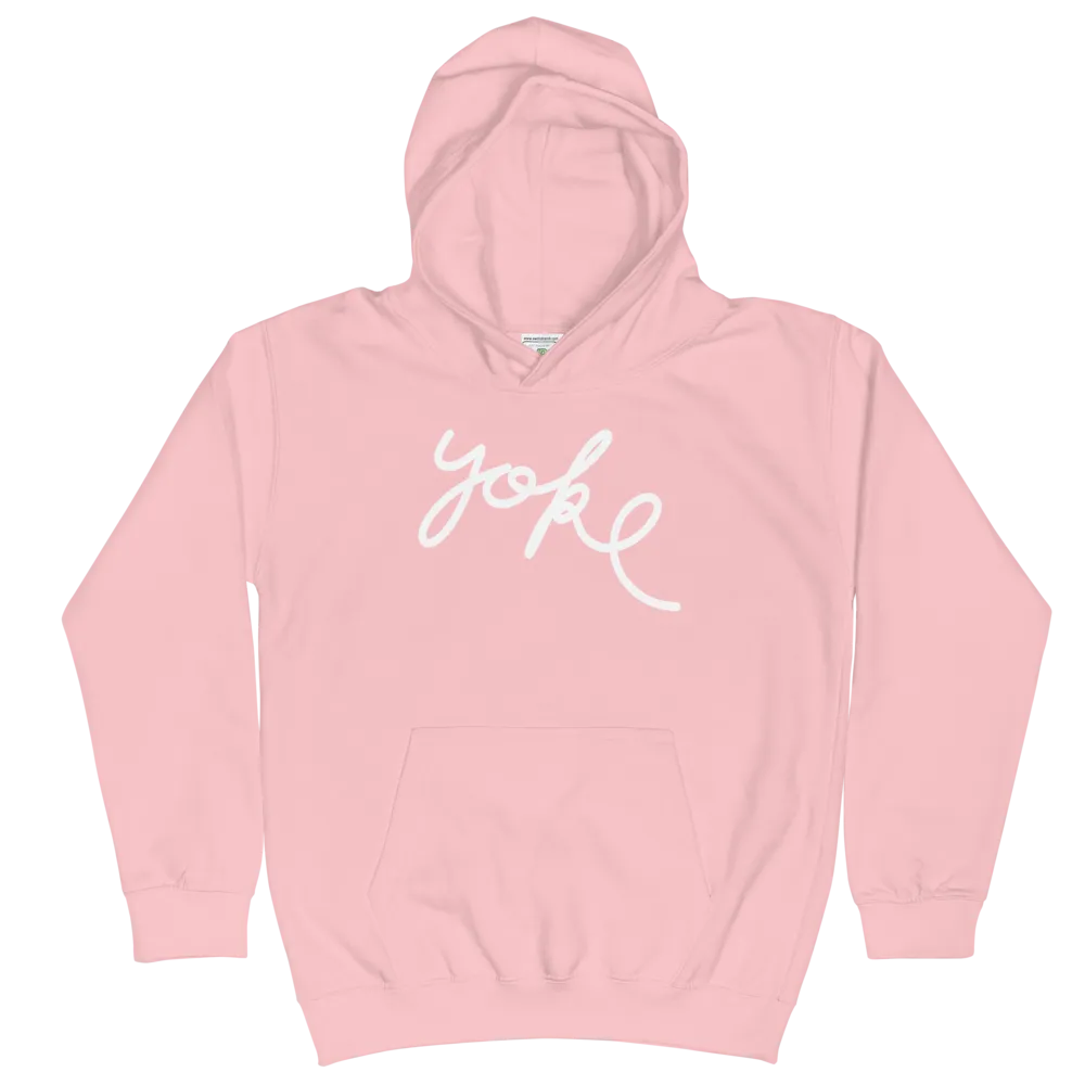 Yoke Script Kids Pink Hoodie