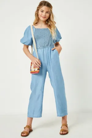 Youth Puff Sleeve Wide Leg Jumpsuit