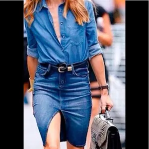Zara distress Jean Pencil skirt
