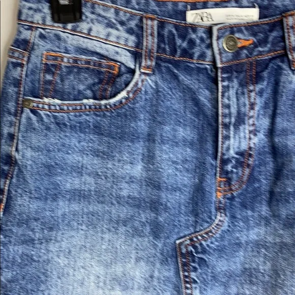 Zara distress Jean Pencil skirt