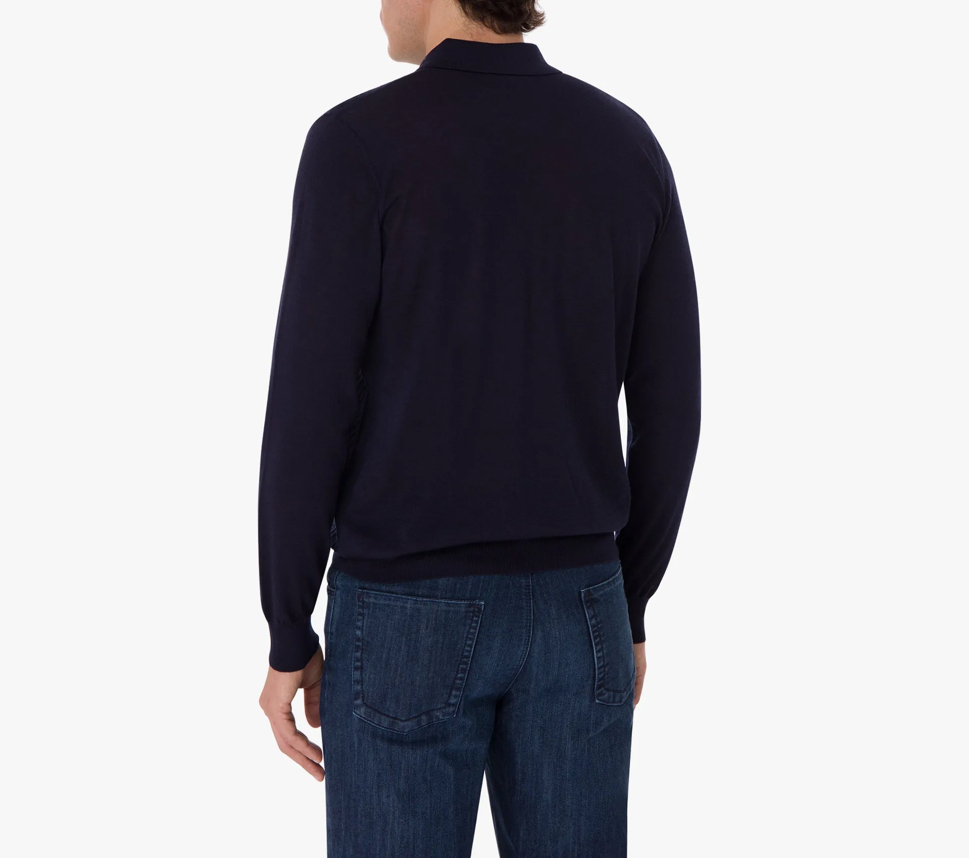 Zipped Polo with Linear Pattern