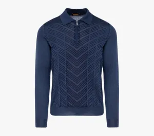 Zipped Polo with Linear Pattern