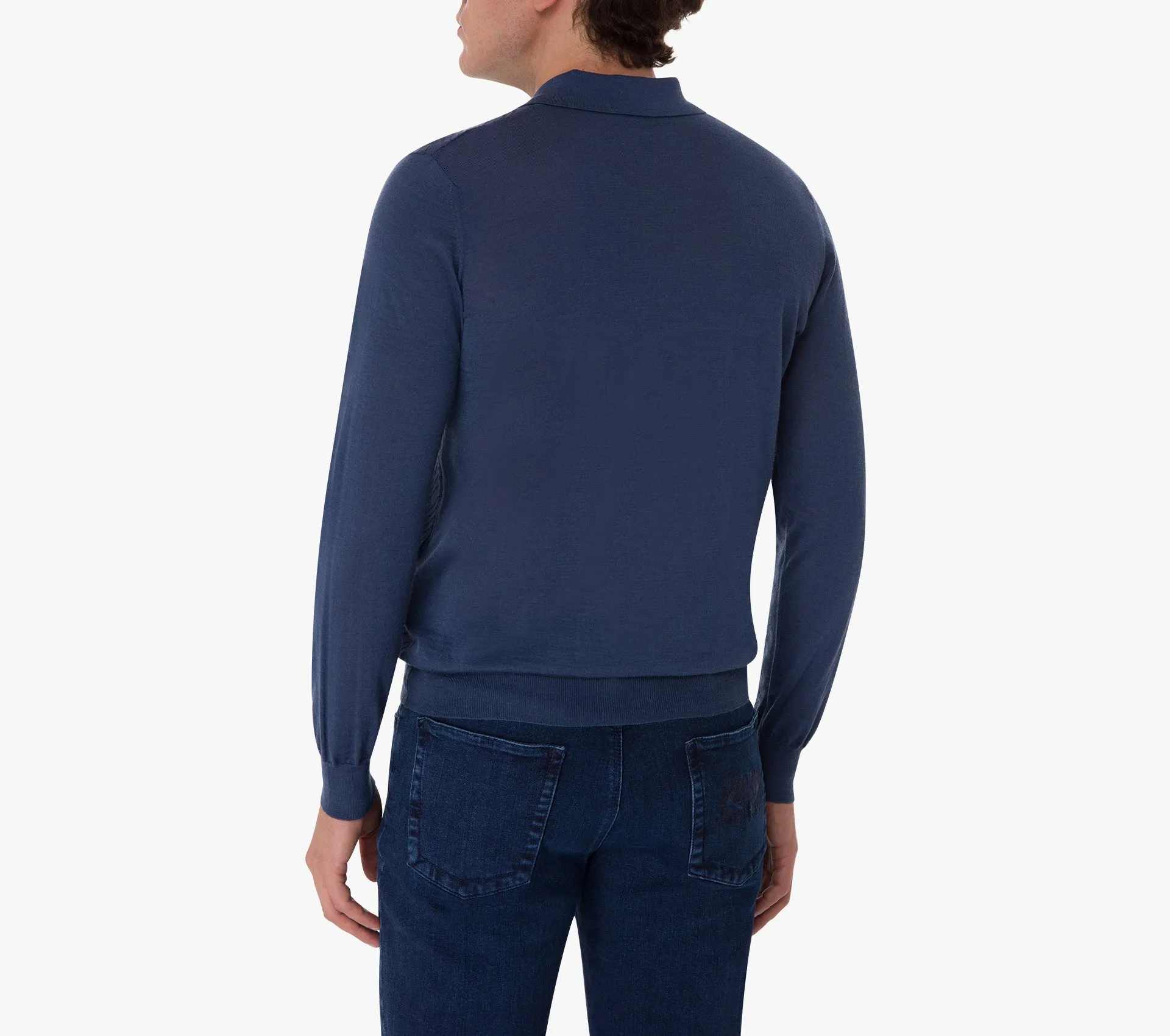 Zipped Polo with Linear Pattern