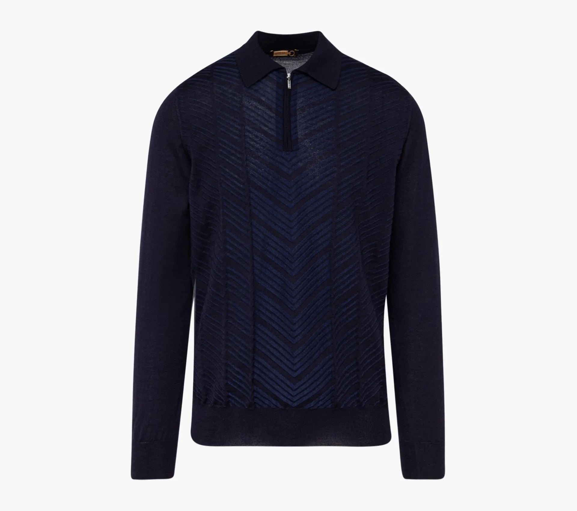 Zipped Polo with Linear Pattern