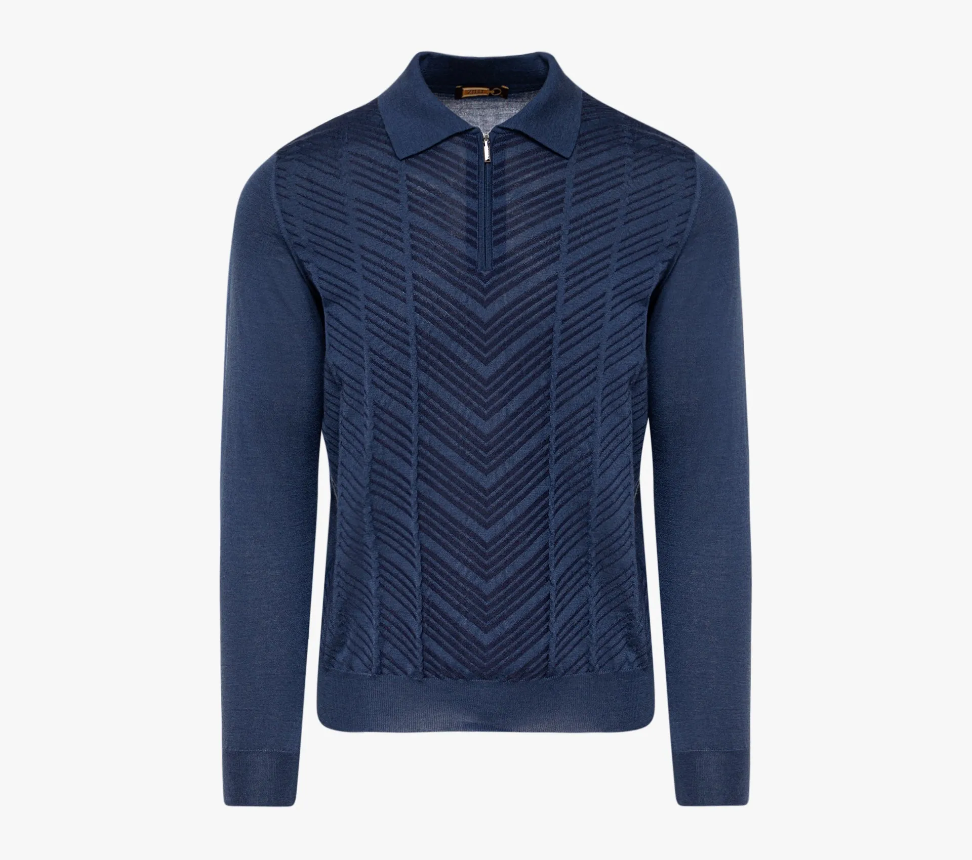 Zipped Polo with Linear Pattern