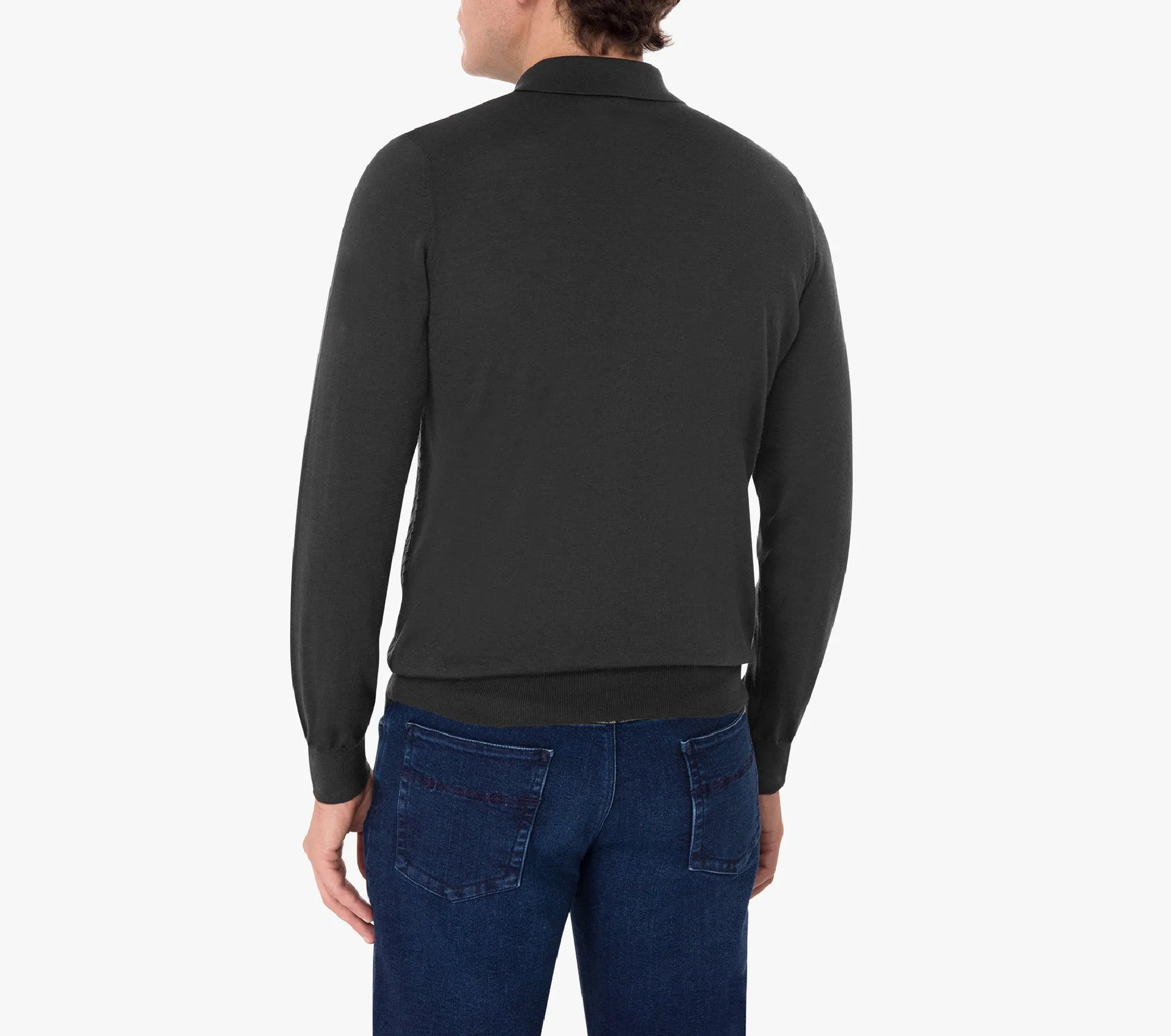 Zipped Polo with Linear Pattern