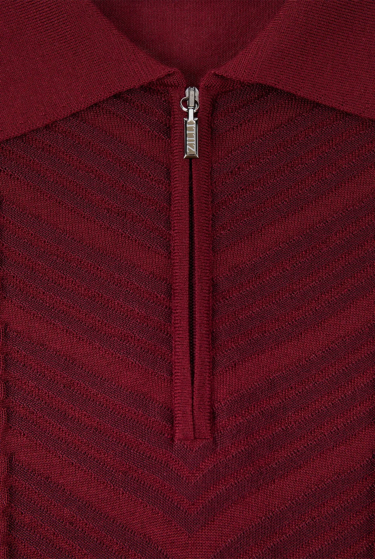 Zipped Polo with Linear Pattern