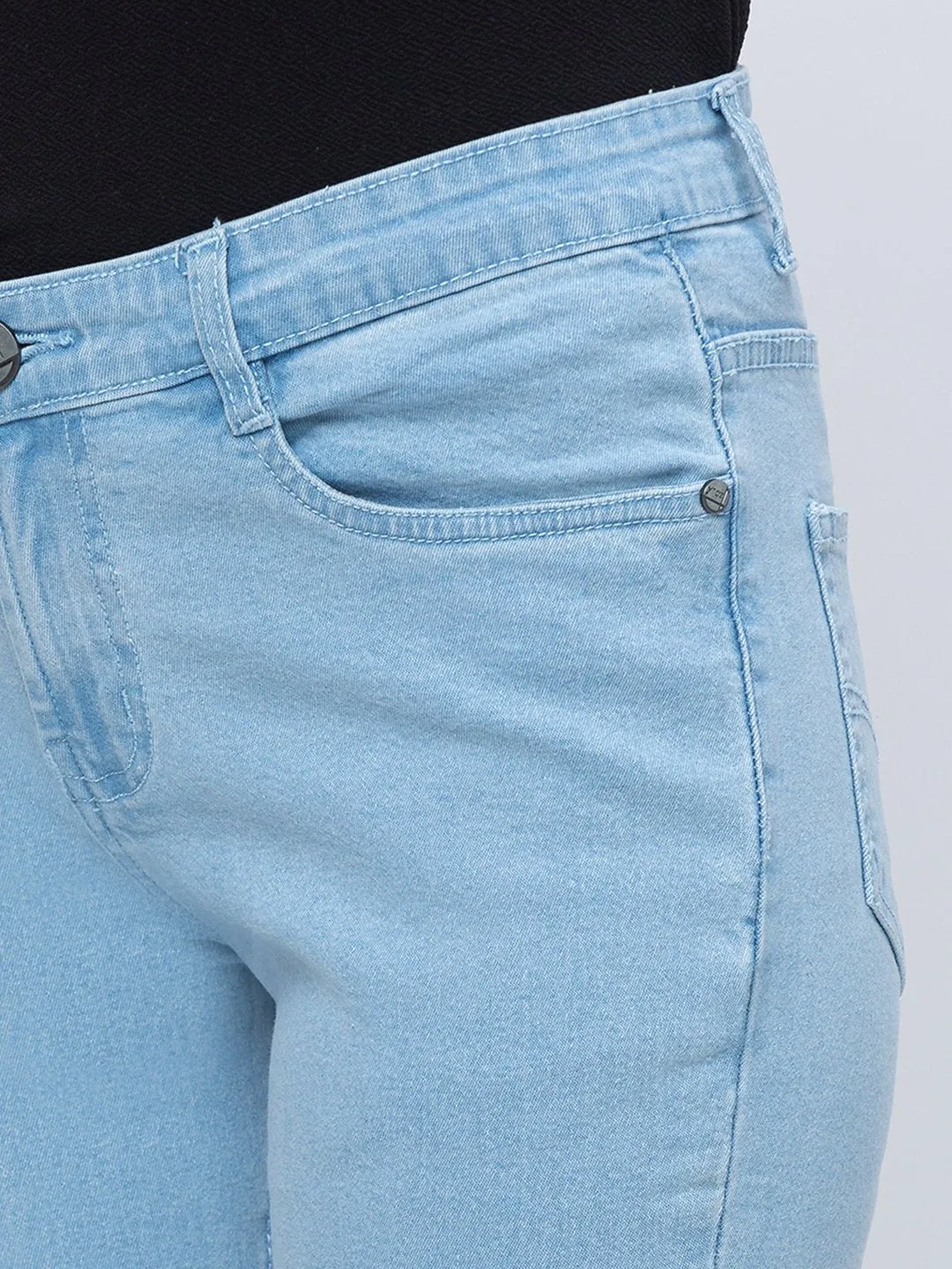 ZOLA Ice Blue Pencil Fit Full Length Denim Jeans For Women